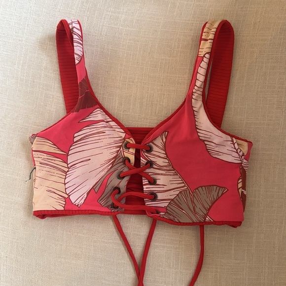 Maaji Red Lace-Up Bikini Top - Picture 2 of 2
